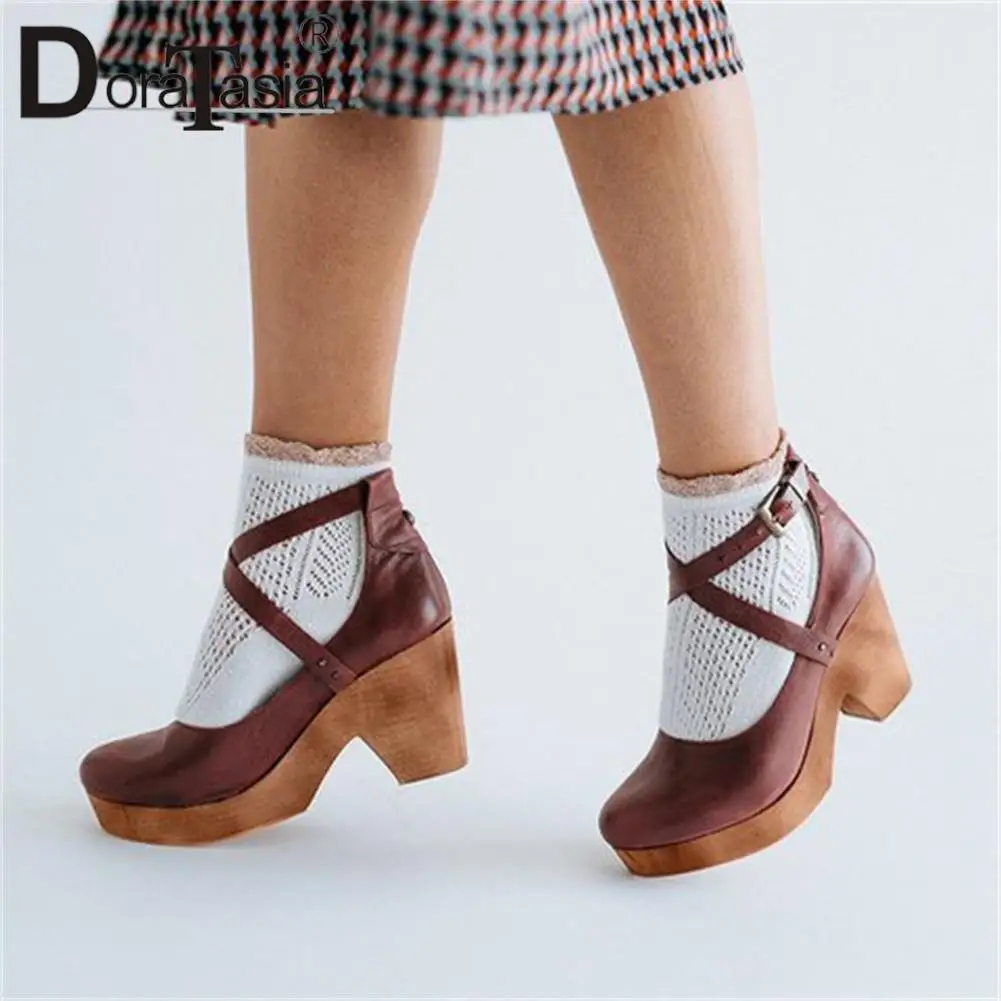 Brand New Ladies Platform Mary Janes Pumps Fashion Buckle Chunky High Heels women's Pumps Casual Party Retro Woman Shoes