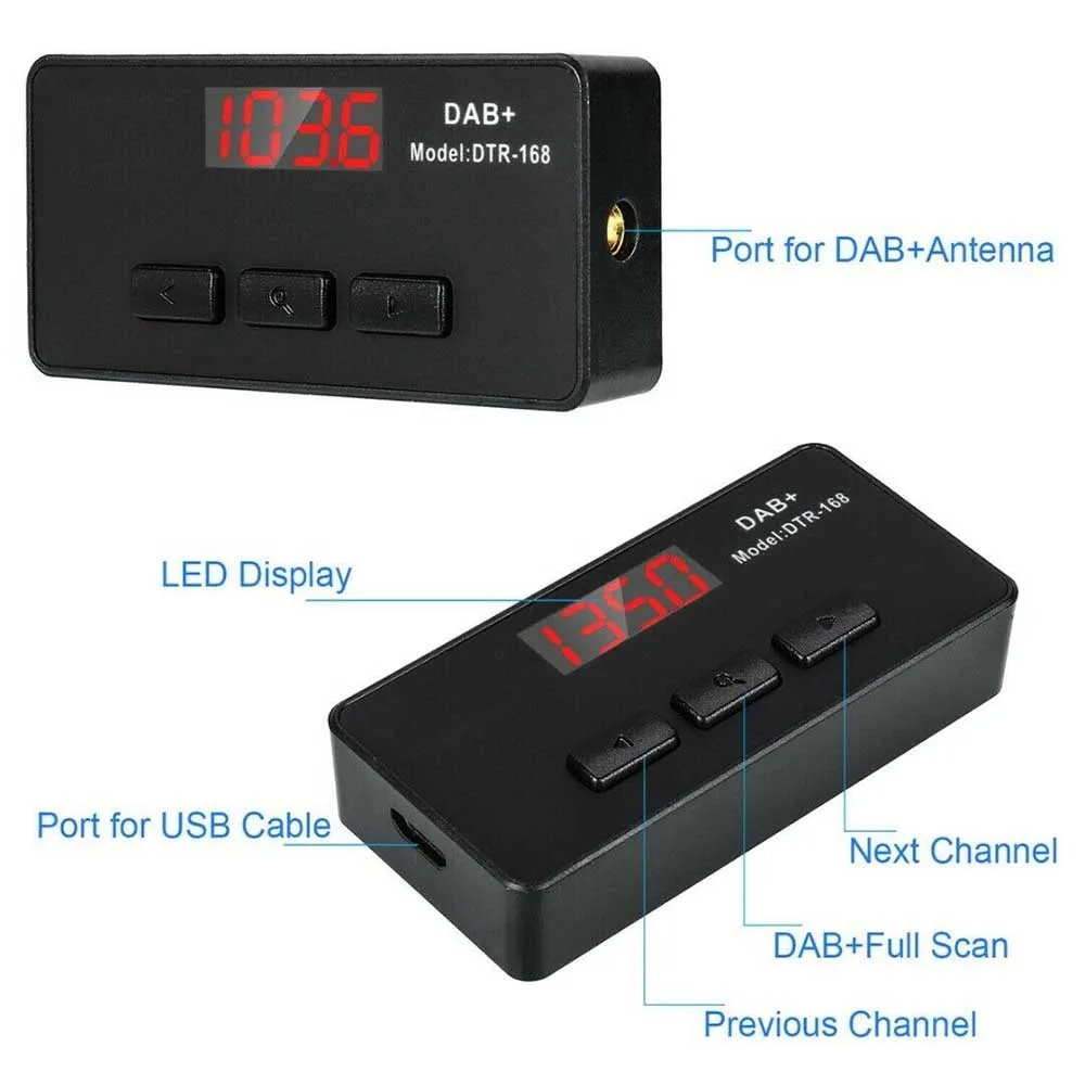 

DAB + Car Radio Receiver AUX FM Transmitter Adapter + Antenna Radio New 1 Car Radio Receiver Automobiles Parts Accessories