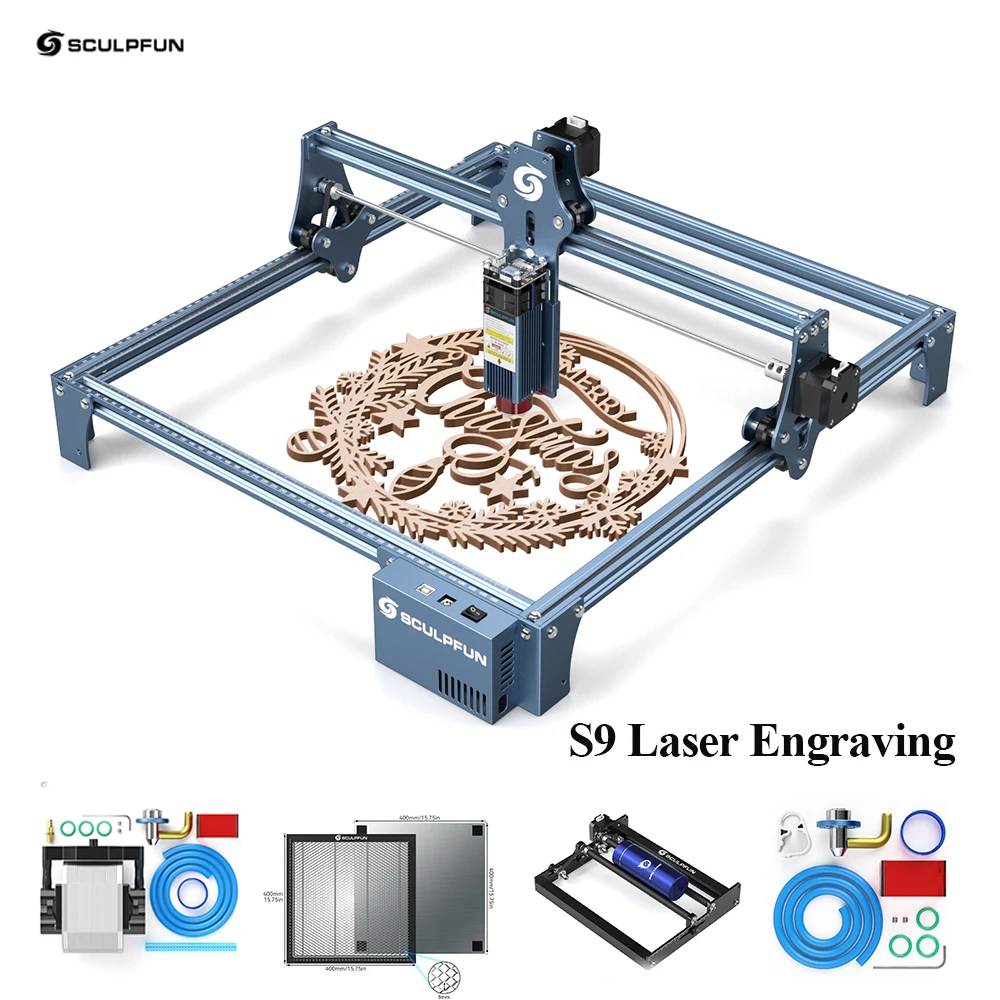 

Лазерный гравировальный станок SCULPFUN S9, 90 Вт, ультратонкий лазерный луч, технология формовки, акриловый гравер, режущий станок, 410x420 мм