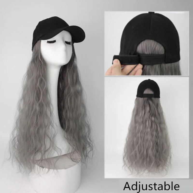 Fashion 5 Colors Hat Wig 2 In 1 Synthetic Wave Long Curly Baseball Easy For Girl Women Party Cool Protected Screen Face | Спорт и