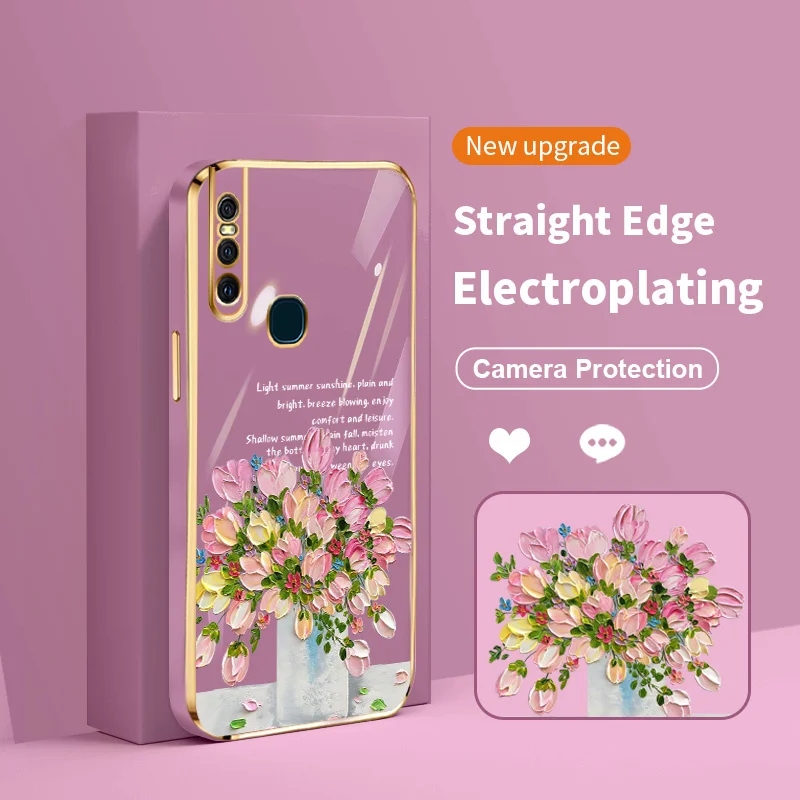 

Little Fresh Girl and Bouquet Case for vivo S1 Y7S Z1x Y9S Z1 Pro S1 Prime Z5X S15E V17 Russia T1 Snapdragon 778G iQOO Neo