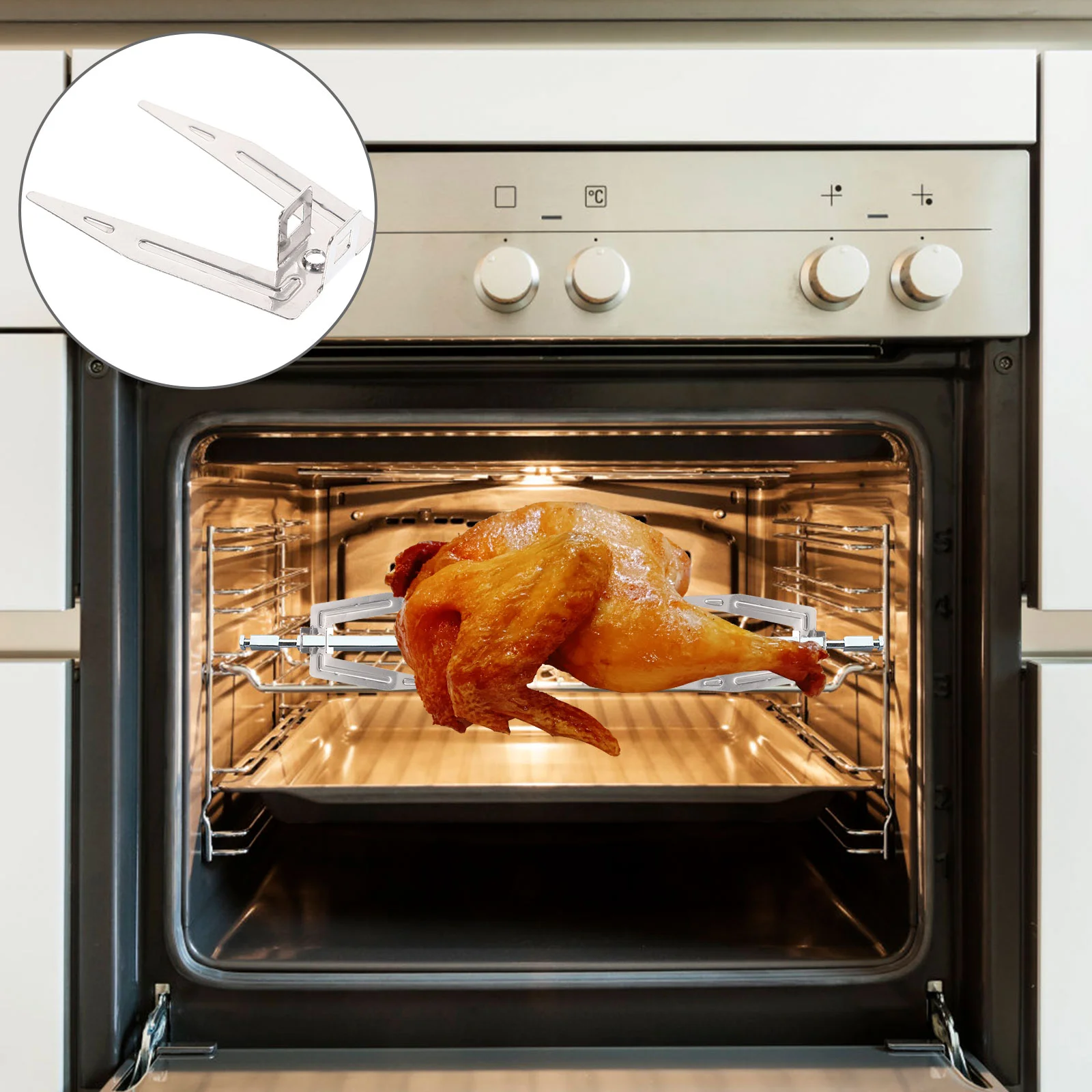 

4 Pcs Stainless Steel Roast Chicken Fork Air Fryer Grill Fish Grilled Oven Accessories Meat Kebab Rack Bbq