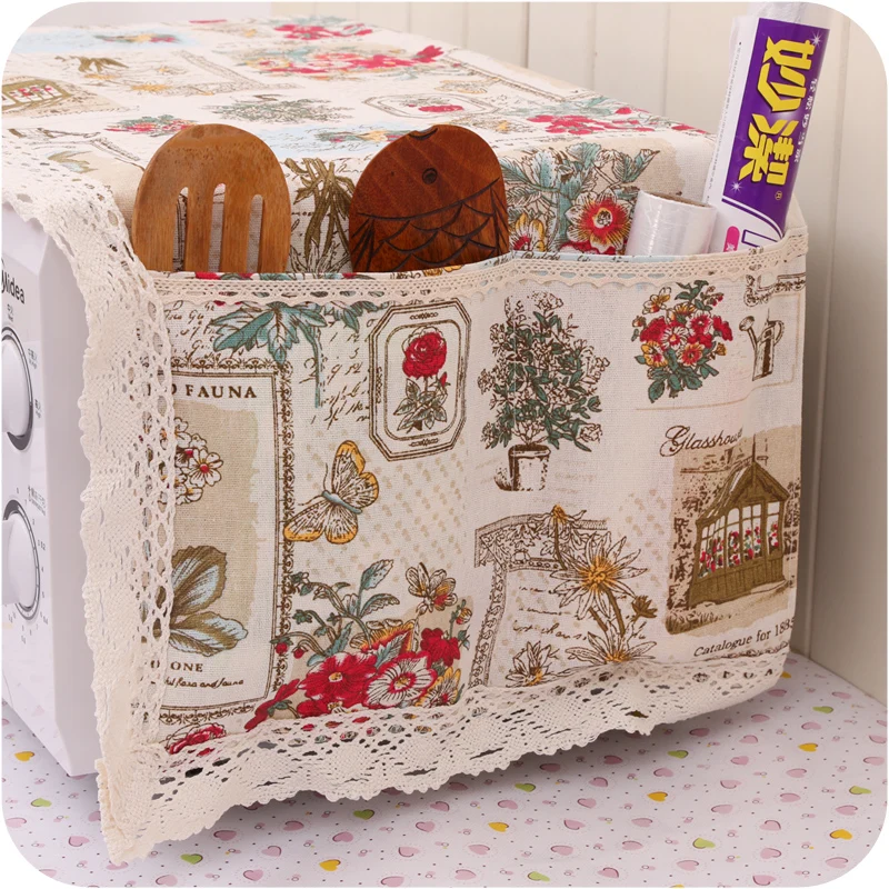 

Хлопковый чехол для микроволновой печи с 2 мешками пылезащитный чехол для дома кухонные аксессуары чехол для микроволновой печи в романтич...