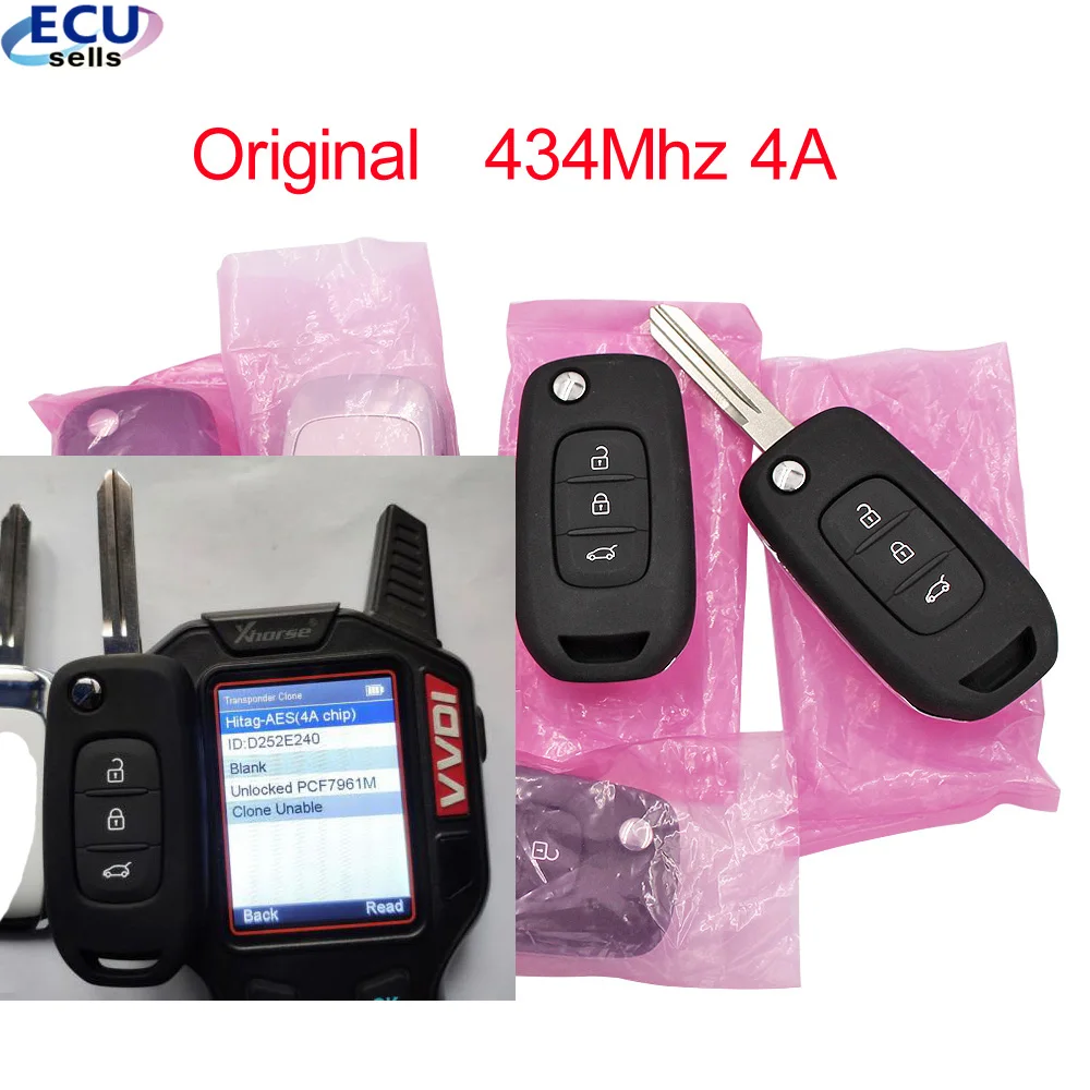Оригинальный оригинальный складной дистанционный ключ 434 МГц 4A для Renault Megane IV Scenic