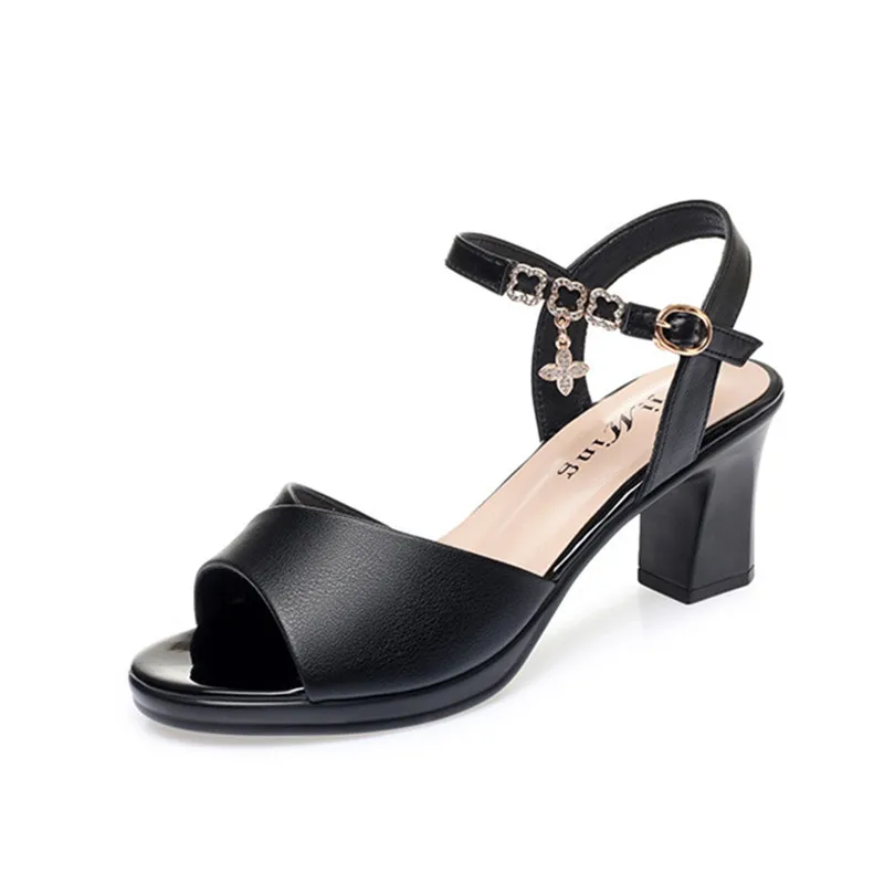 

Brand Women Sandals Summer Pumps For Women Shoes Fashion 2022 New Mom Shoes Solid 7cm Chunky Heel Shoes Female Dress High Heels