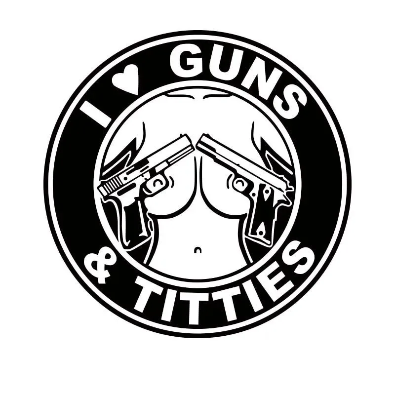 

Наклейки I Love Guns and Titties, автомобильные наклейки, водонепроницаемый бампер, Виниловая наклейка, автомобильная наклейка, автомобильные аксессуары