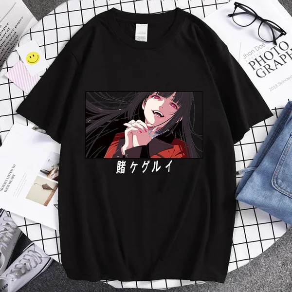 Японское аниме Kakegurui футболка женская Kawaii мультфильм Jabami Yumeko летние футболки