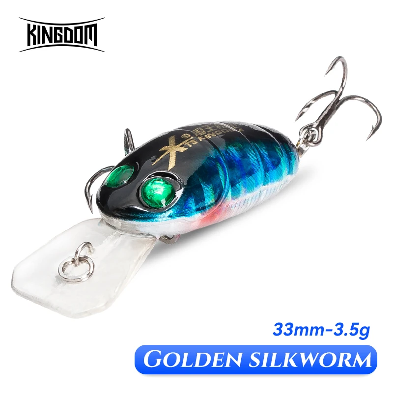 

Kingdom Fishing Lures Gold Silkworm Minnow Topwater Floating Artificial Hard Baits 33mm 3.5g Fishing Tackle Insect Bionic Lure