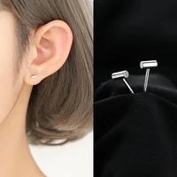 minimalist small column stud earrings for men women simple style white copper tiny ear nail daily earring piercing accessories