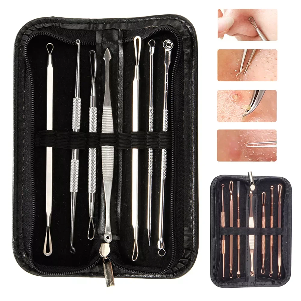 

7pcs Blackhead Remover Tool Black Spots Needles Pore Cleanser Vacum Comedone Pimple Blemish Extractor Beauty Acne Remover Tools