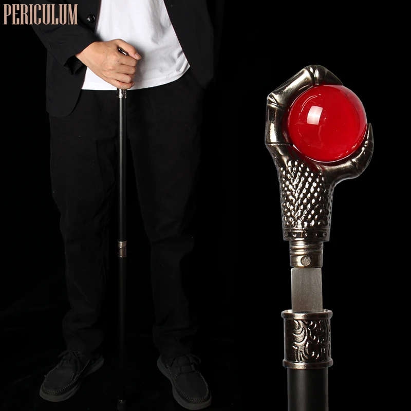 

Luxury Silver Dragon Claw Red Ball Sword Walking Stick Men Hidden Sword Cane Women Self Defense Walking Sticks