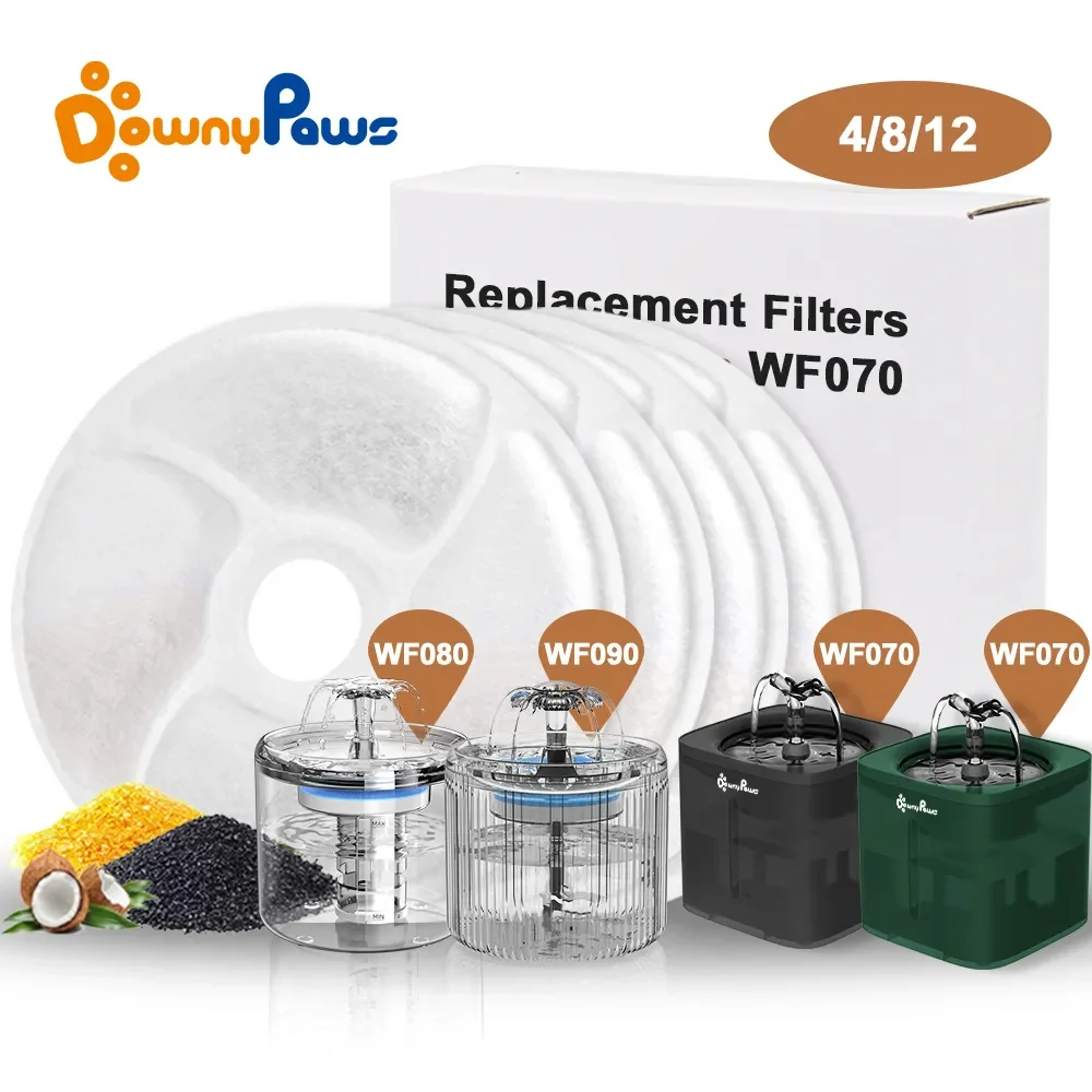 

4/8/12PCS Activated Carbon Filter For Cat Water Fountain WF070 Replacement Filters For Pet Automatic Drinking Fountain