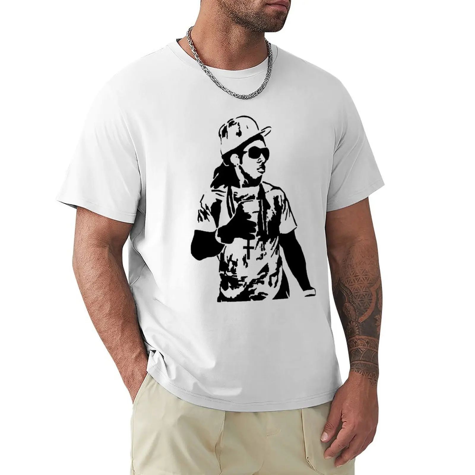 Футболка Weezy Stencil Эстетическая одежда большие футболки для мужчин в тяжелом весе