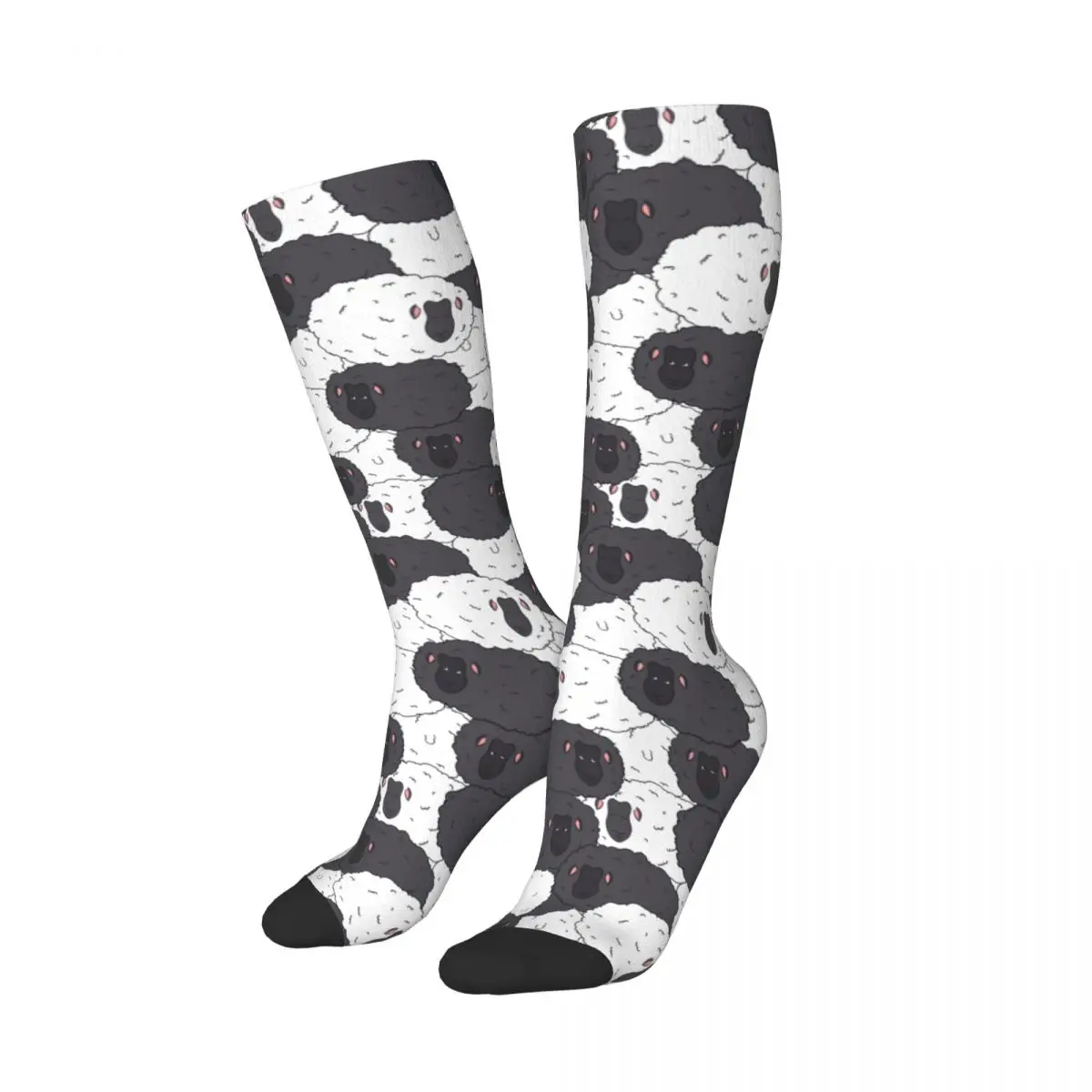 

Long Socks Black And White Sheeps Merch for Men Sweat Absorbing Printed Socks Below Knee All Seasons Best Gift Idea