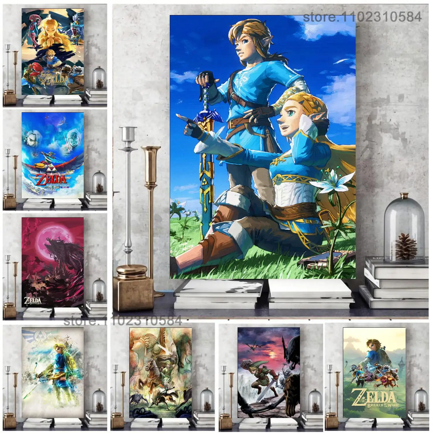 Зельда Дыхание Дикой Природы Хайрул Карта Холст Плакат Настенное Искусство Постеры Украшение Подарок Современная Семейная Картина для Спальни.