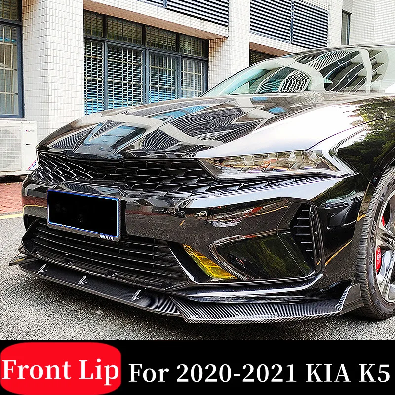 

3 шт./комплект для 2020 2021 Kia K5 Optima глянцевый черный углеродный автомобильный передний бампер губа подбородок спойлер разделитель диффузор аксессуары для настройки