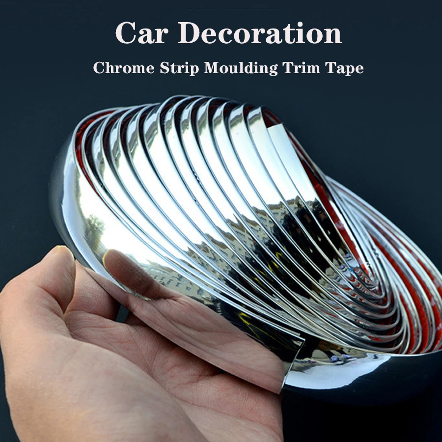

6/8/10/15/20/30MM Universal Auto Self Adhesive Side Door Chrome Strip Moulding Decoration Bumper Protector Trim Tape Car Sticker