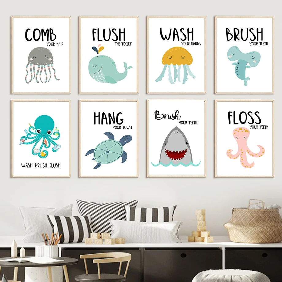 

Whale Shark Octopus Turtle Jellyfish Marine Life Wall Art Canvas Painting Nordic Poster And Prints Wall Pictures Kids Room Decor