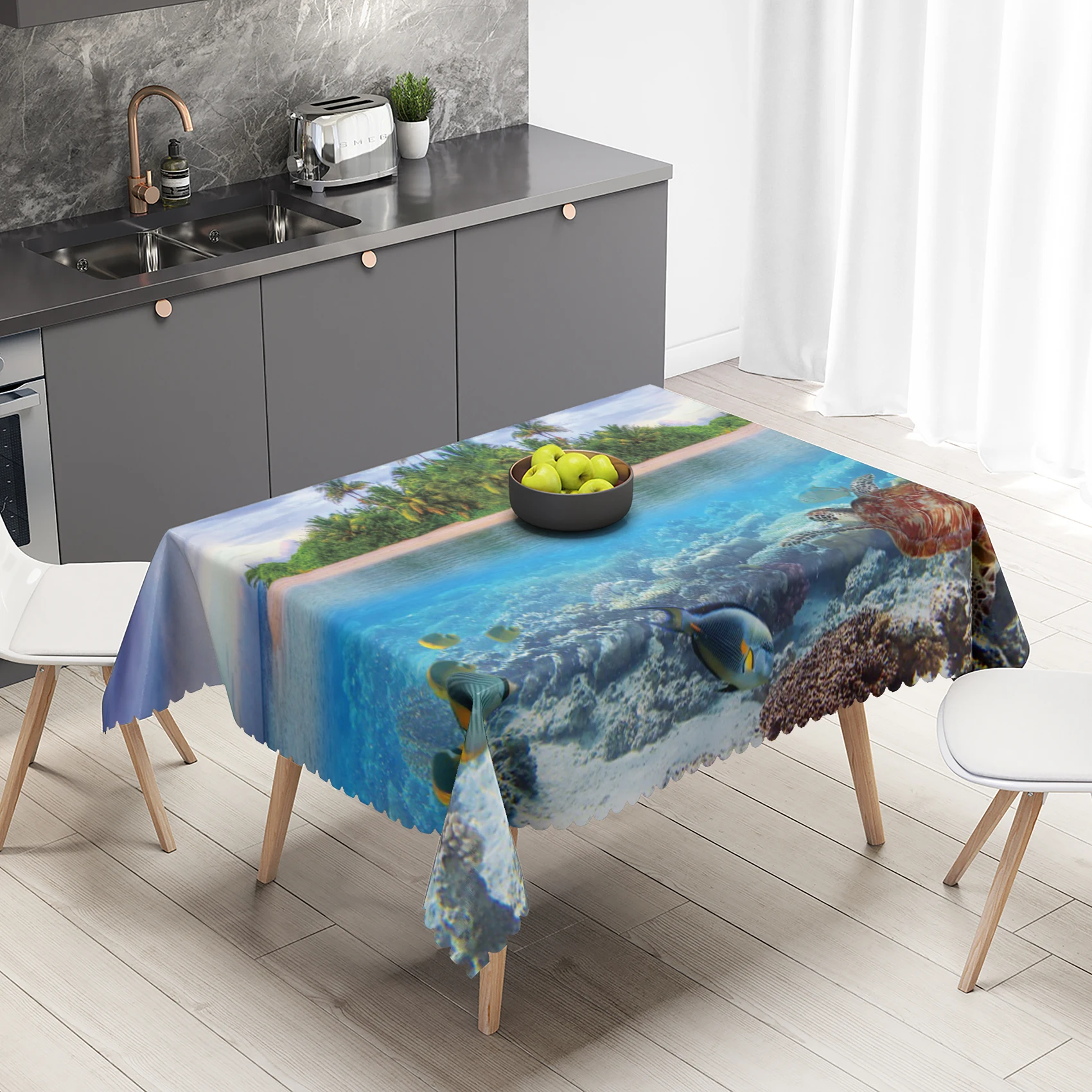 

Ins Summer Party Table Cloth Decorations Seaside Fish Dinning Birthday Desk Mat Students Dining Restaurant Living Room Decor Set
