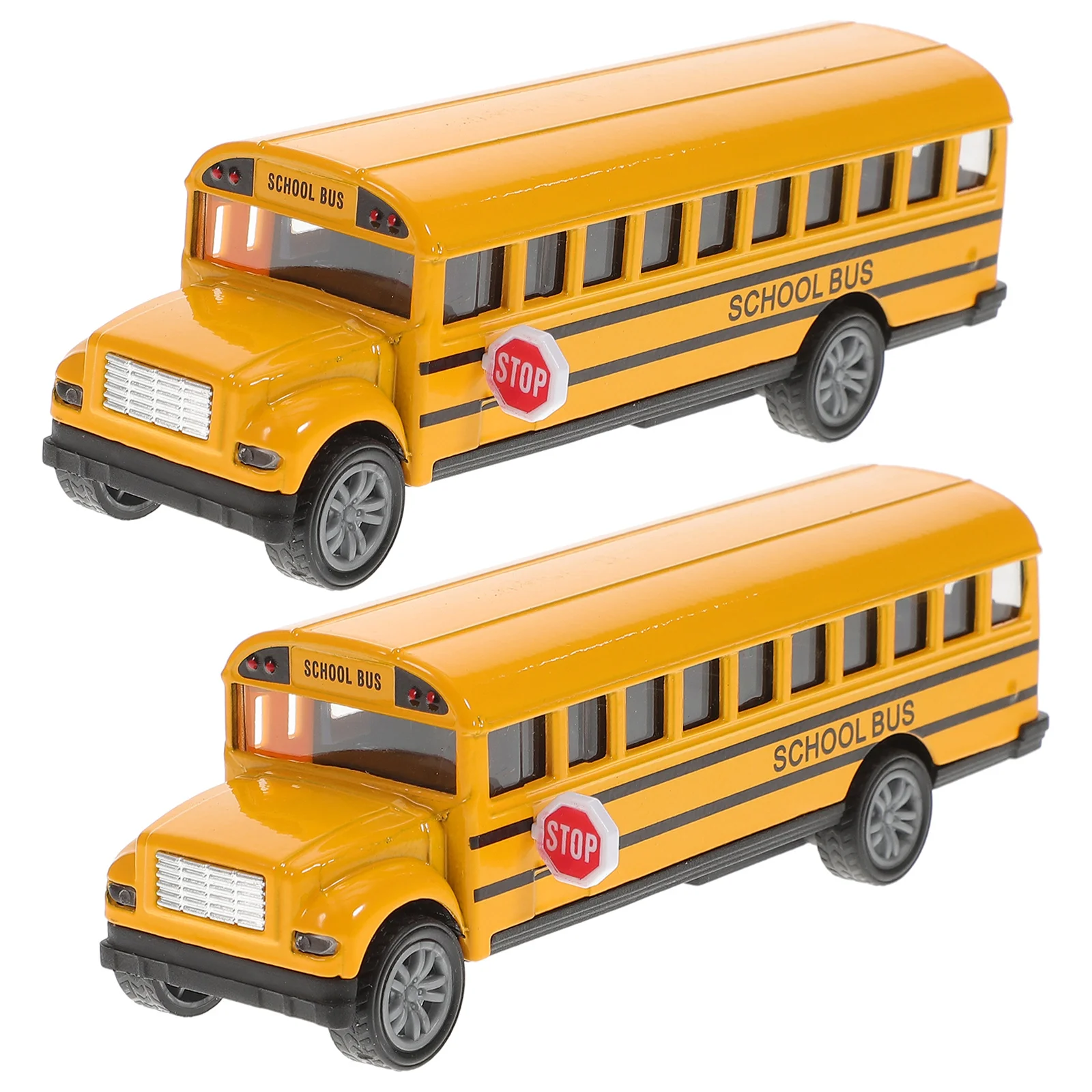 

2 Pcs School Bus Model Toys Simulation Fun Mini Girls Pull Back Toddler Toddlers 1-3 Car Kids Ages 4-8 Autobus