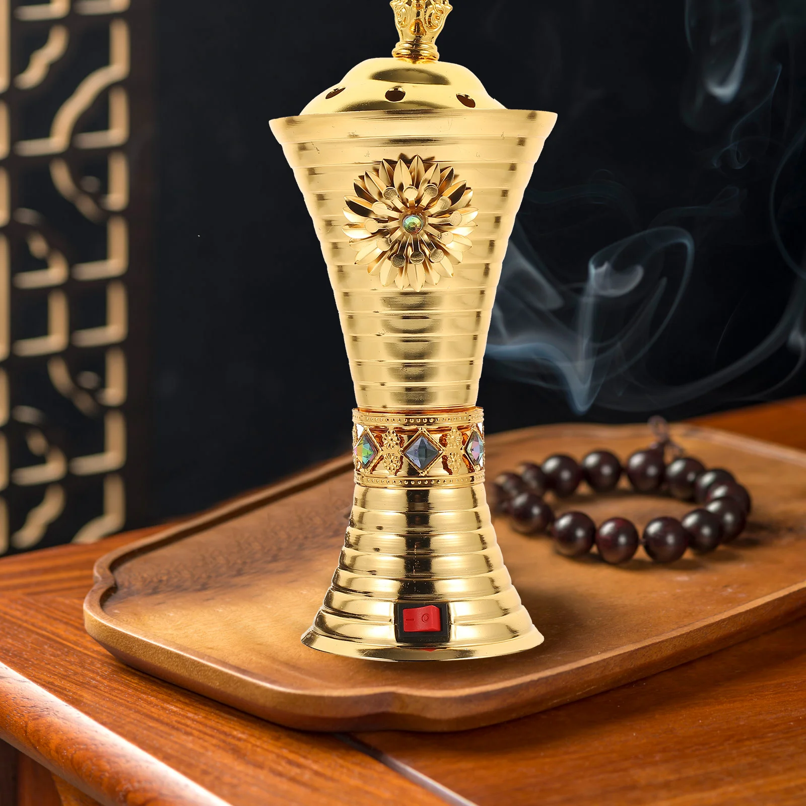 

Plug-in Burner Decoration Censer Retro Aroma Electric Metal Trim Holder Vintage Ornament