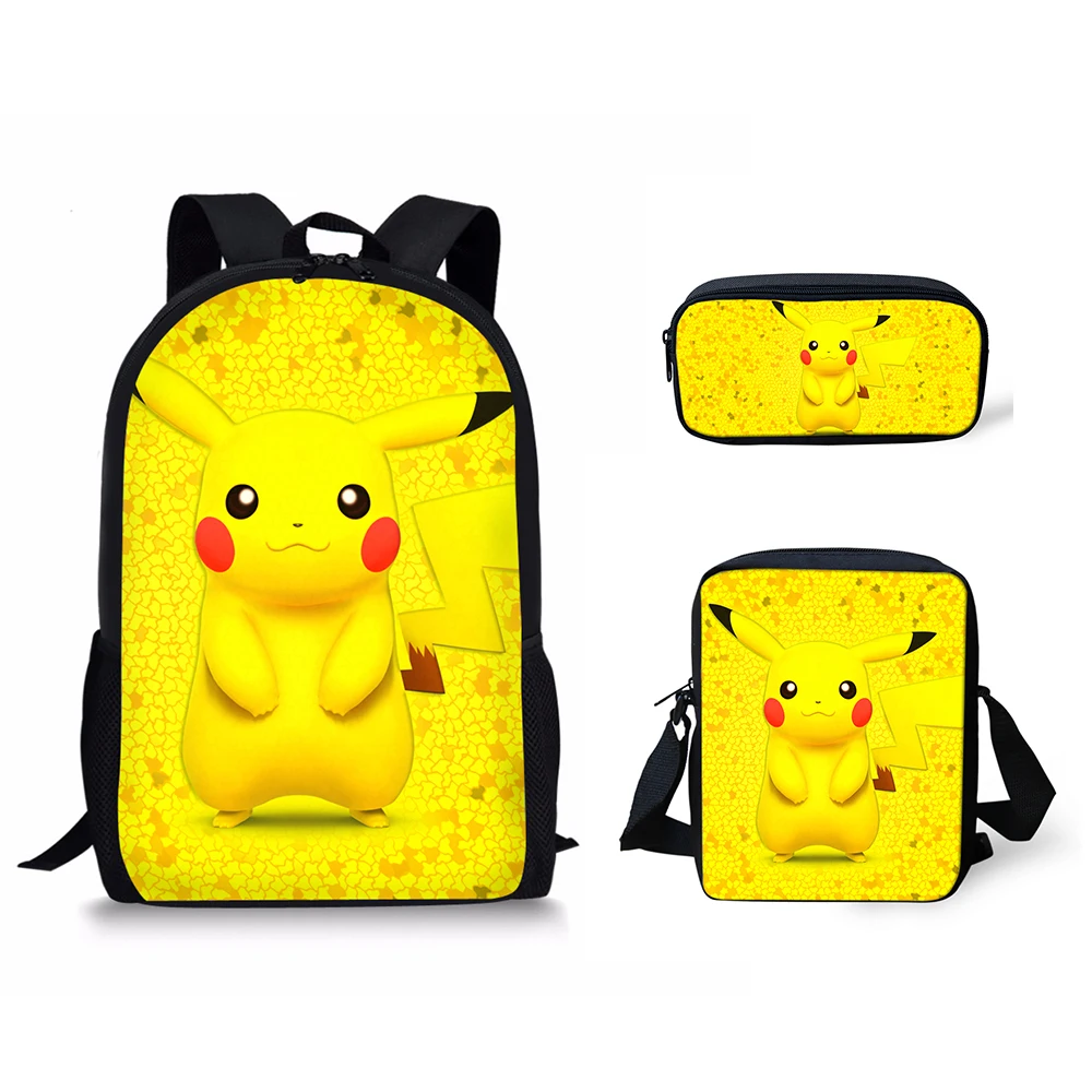 HALYUNASC 3PCs/Set Children's School Backpack Cartoon Detective-Baokemon Pattern School Bags Teenagers Book-Bags Set