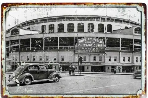 Жестяная вывеска Wrigley Field Chicago Cubs 8x12 ВСЕ МЕТАЛЛИЧЕСКИЙ