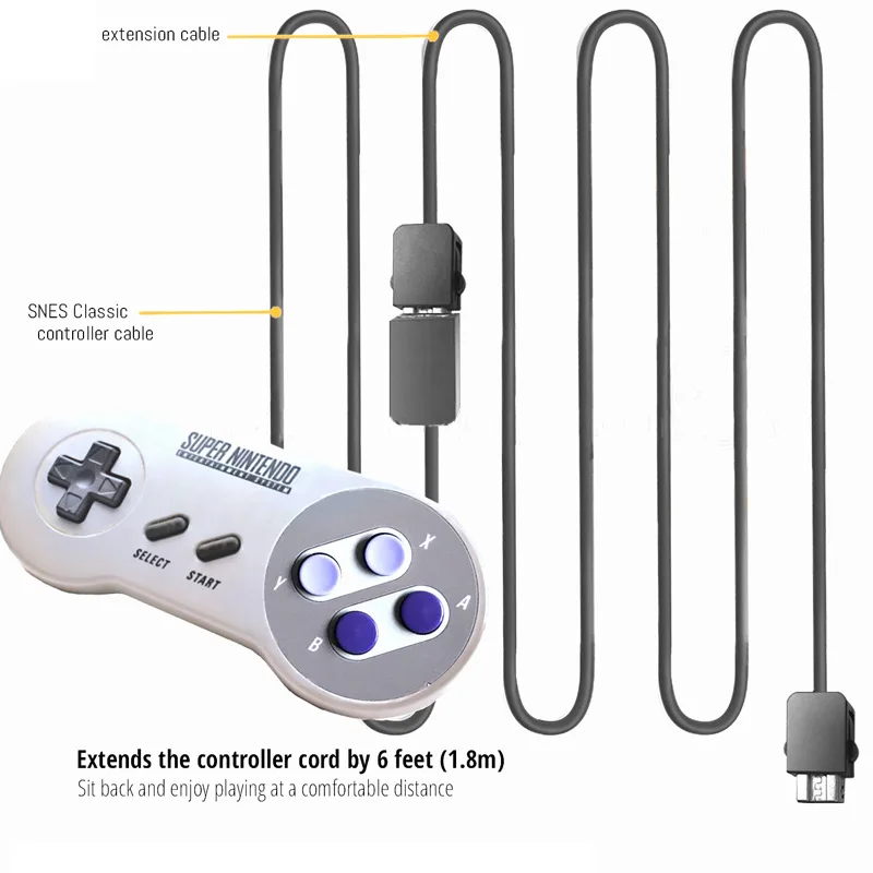 For Nintend SNES Classic Mini Controller For NES For Wi Controller Black 1.8M Gamepad Extension Cable Game Extender Cord