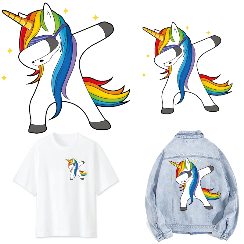 

Unicorn Patches Iron-on Transfers for Clothing Thermoadhesive Patch Diy Stickers on Clothes Little Pony Applique Fabric for Kids