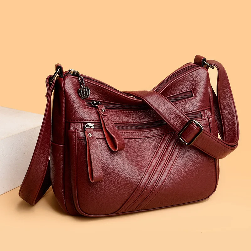 

high quality luxury brand Creative type cow leather mother 2023 three bar multi pocket small square fashion lady shoulder bag