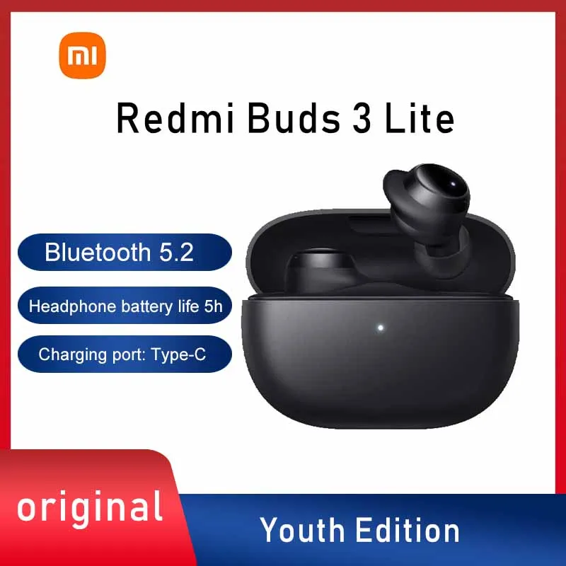 

Оригинальные наушники Xiaomi Redmi Buds 3 Lite Youth Edition, Bluetooth 5,2, TWS, настоящая беспроводная гарнитура с сенсорным управлением и шумоподавлением