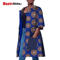 african women coat one pcs wax print cotton fashion patchwork o necklace loose long type dresses wy7237