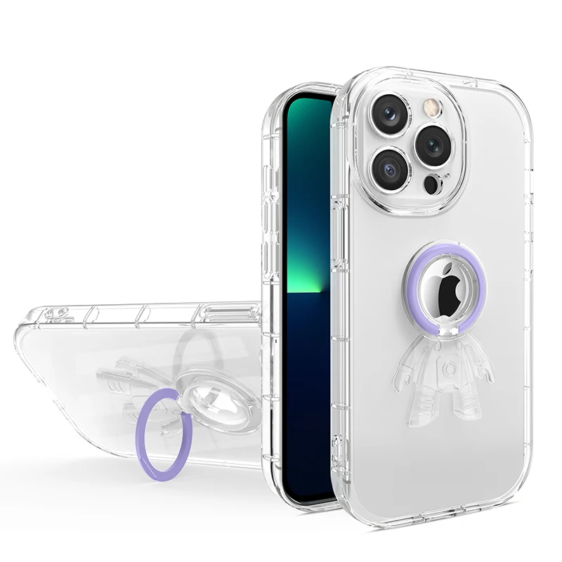 

Прозрачный чехол для телефона с кольцом-подставкой для астронавта для iPhone 13 11 12 Pro Max XS Max XR X, прозрачный противоударный чехол-бампер с отверс...