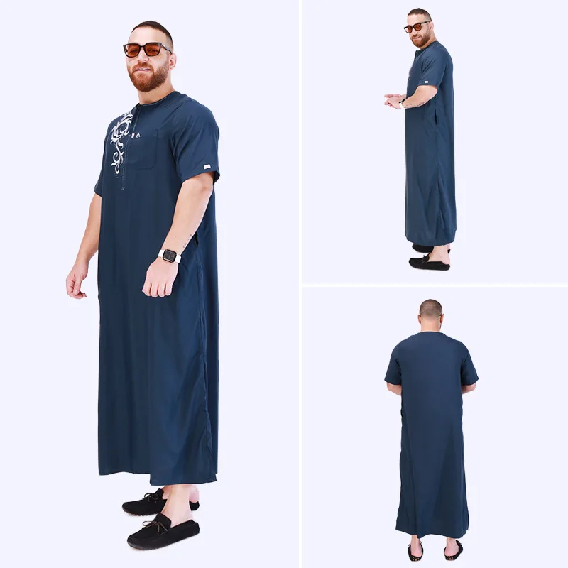 Traditional Islamic Clothing Embroidery Eid Jubba Thobe Saudi Arabia Abaya Muslim Robes Men Fashion Caftan Ramadan National Dres