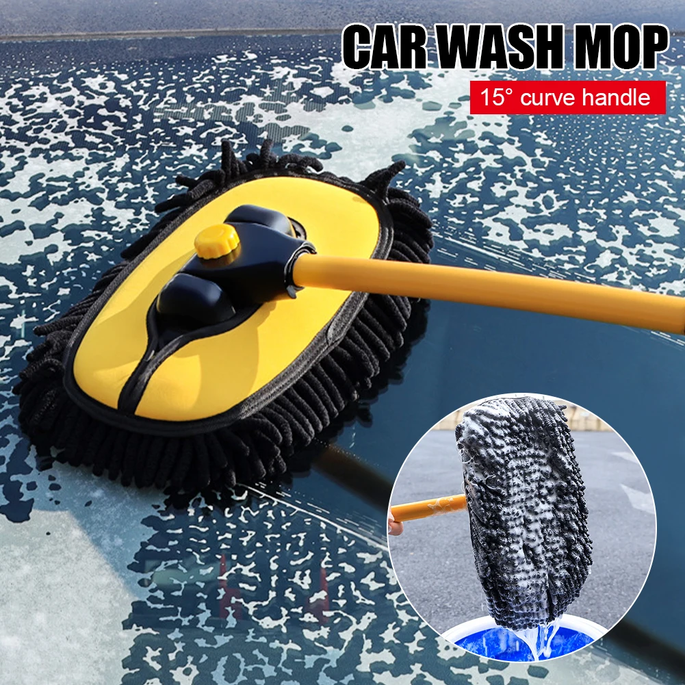 

Car Cleaning Brush Telescopic Long Handle Car Wash Mop Cleaning Tool Non-Scratch Chenille Broom Car Wash Brush For Roof Window
