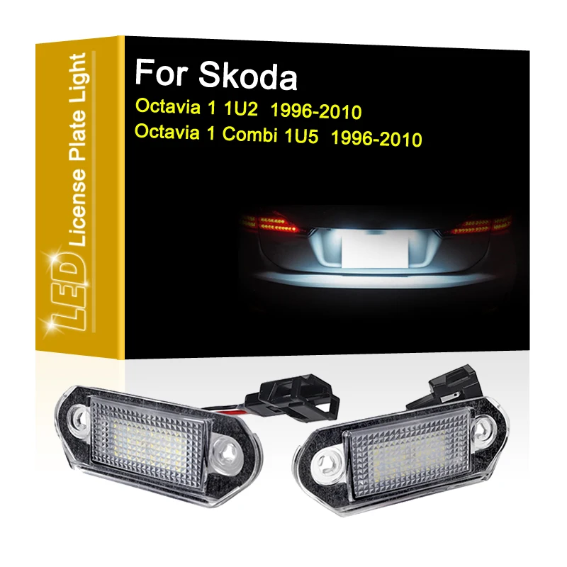 

12V LED Number Plate Lamp For Skoda Octavia 1 1U2 Combi 1U5 1996-2010 White License Plate Light Assembly