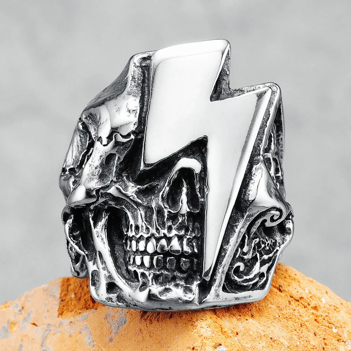 

Rock Sull Rings Lightning Punk Men 316L Stainless Steel Ring Rockin Star Party Rap for Friend Male Biker Rider Jewelry Best Gift