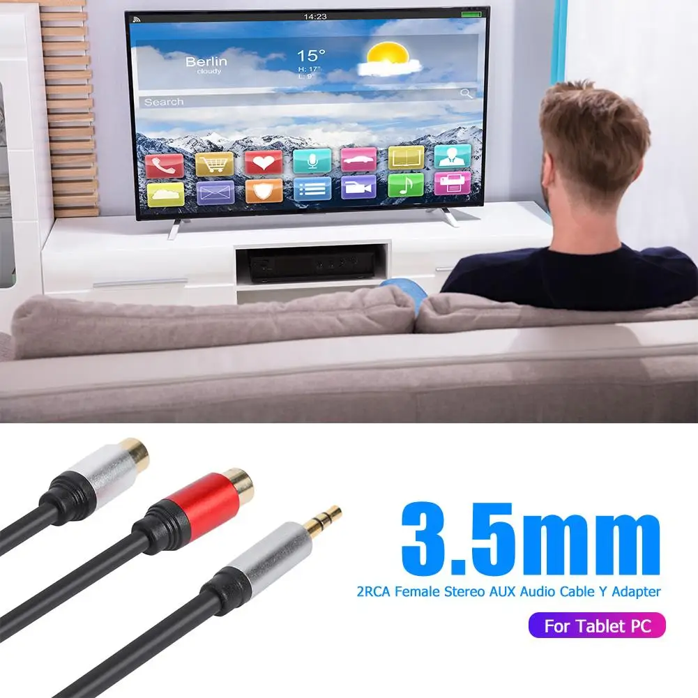 

2RCA to 3.5 Audio Cable Famale to Male Splitter Cable Cord for Amplifier Headset Smooth Connection and Prevent Corrosion