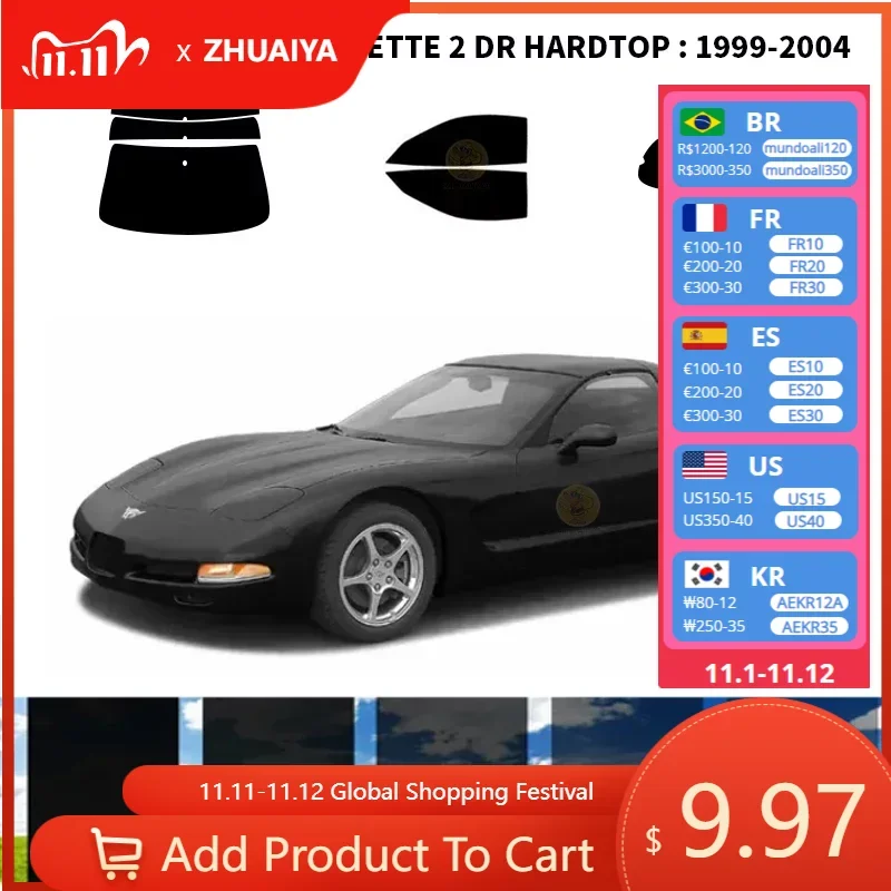 

Нанокерамическая Автомобильная УФ-пленка Precut для окон Автомобильная оконная пленка для CHEVROLET CORVETTE 2 DR HARDTOP 1999-2004