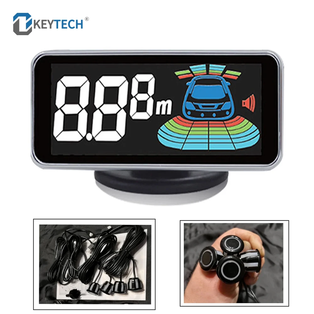 OkeyTech Car Auto Parktronic Alarm System 8 Sensors Display Led Digital Car Parking Sensor Kit Reverse Radar Detector System