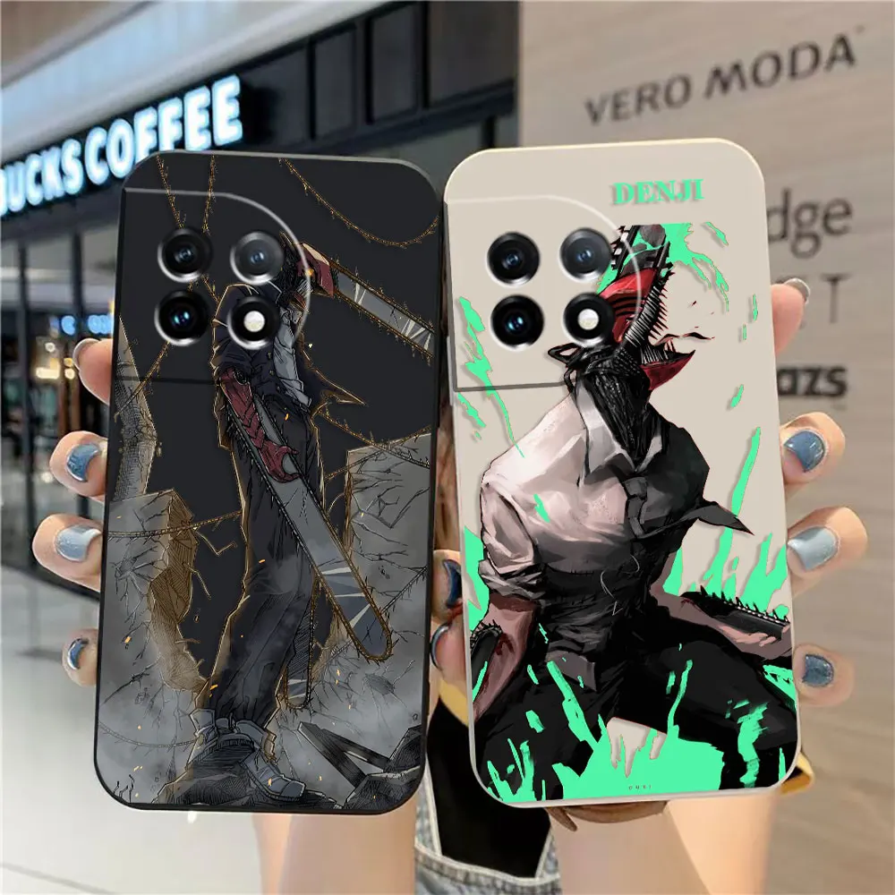 

Japanese Anime Chainsaw Man Case For Oneplus 11 10 9 9R 9RT 8 8T 7 7T ACE 2 2V NORD CE 2 Pro Colour Liquid Case Funda Shell Capa