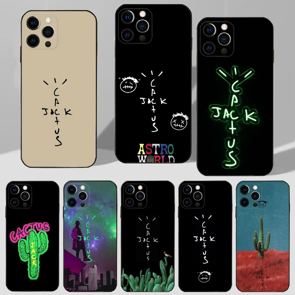 T-Travis Scott Cactus J-Jacks Phone Case For iPhone 16 15 14 13 12 11 Plus Pro Max XS X XR SE Mini 8 7 Soft Silicone Black Cover