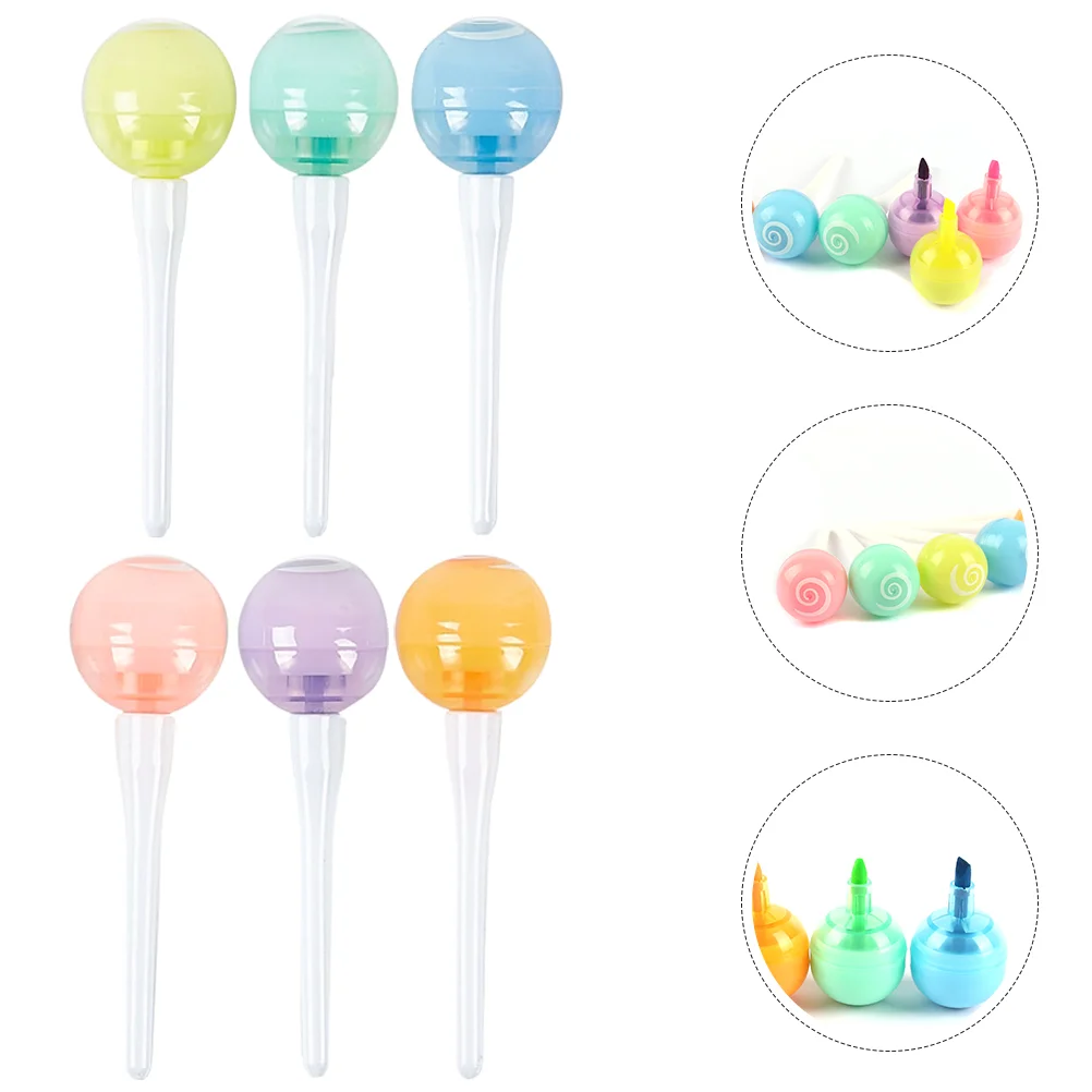 

6Pcs Highlight Book Markers Cartoon Highlighters Pen Note Marking Pens Office Colored Marking Pens Bookmarks