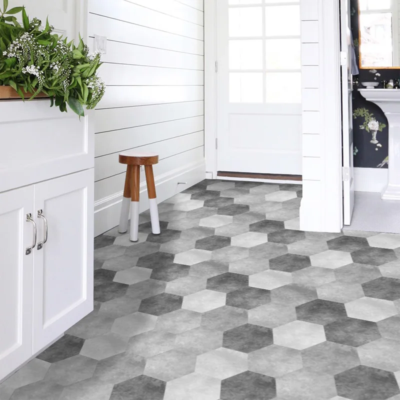 

Grey Tile Sticker Bathroom Kitchen Tile Sticker Decorative Waterproof PVC Wall Sticker Living Room Kitchen Floor Sticker