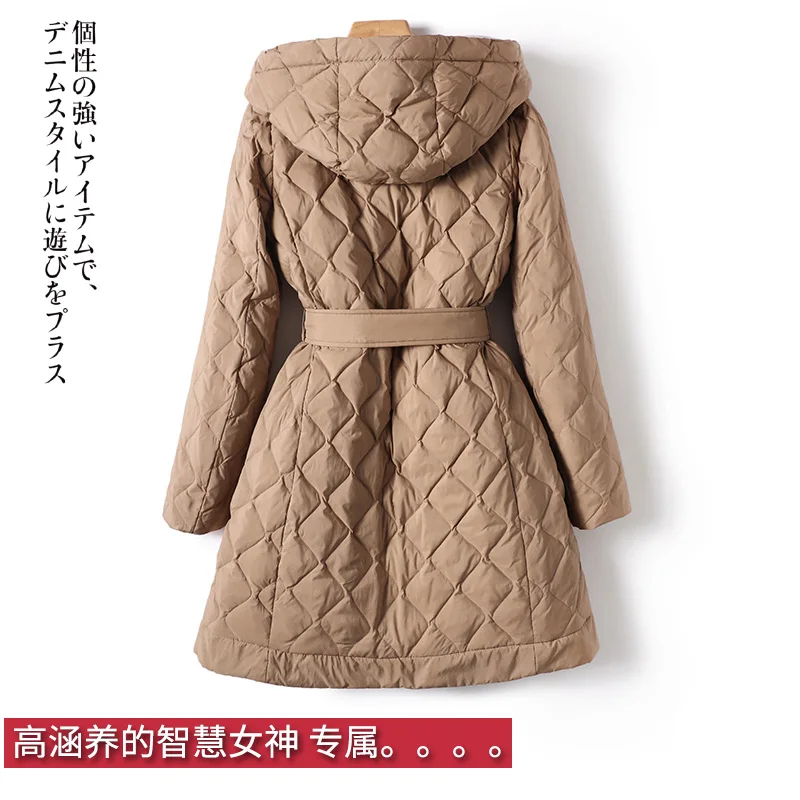 High-quality 90% White Goose Down Jacket Women  Autumn/Winter  Korean Thin  Casacos De Inverno Feminino  Parkas Hooded