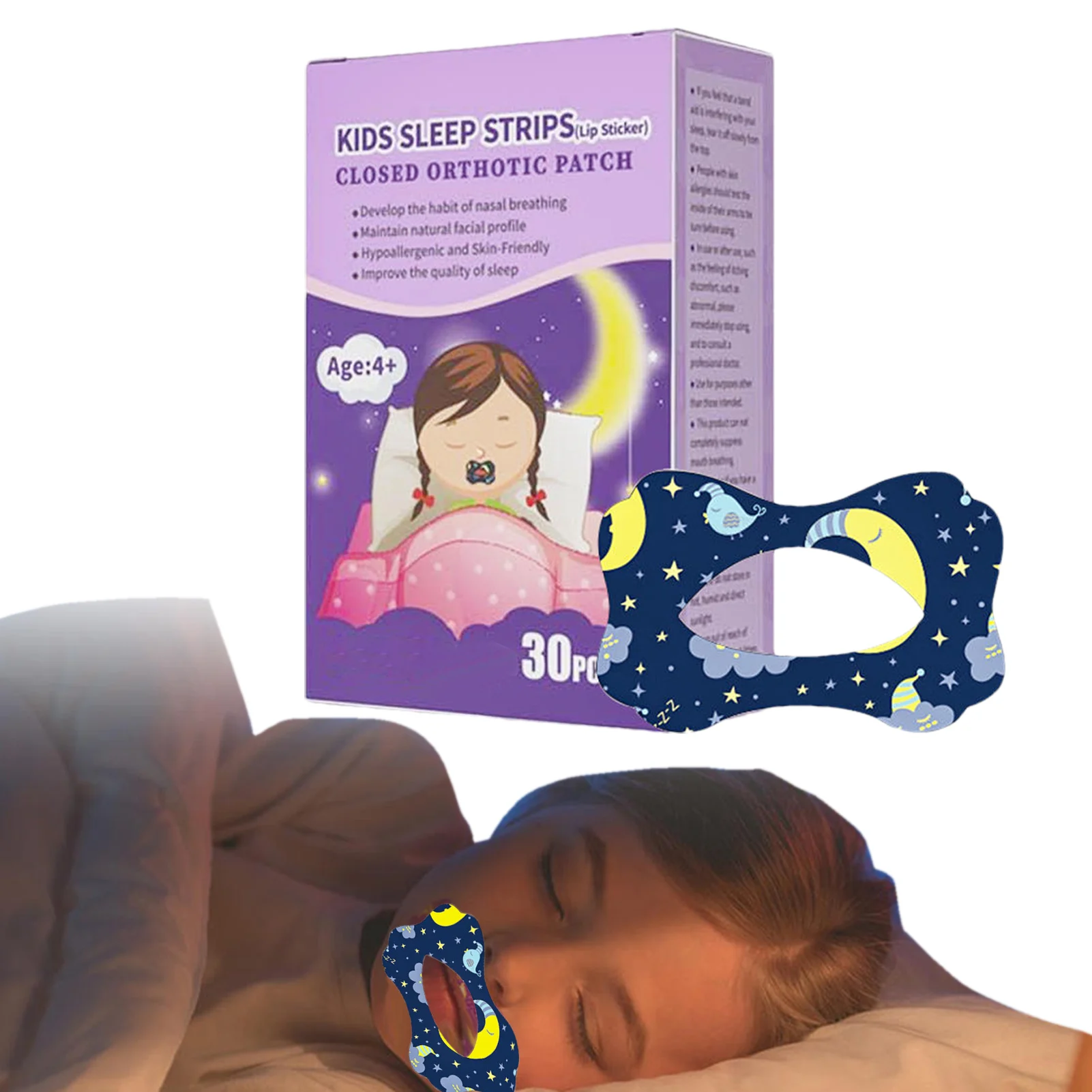 

Полоска для сна, 30 шт. в упаковке, усовершенствованная мягкая полоска для рта для дыхания в носу, полоска против храпа для сна в ночное время