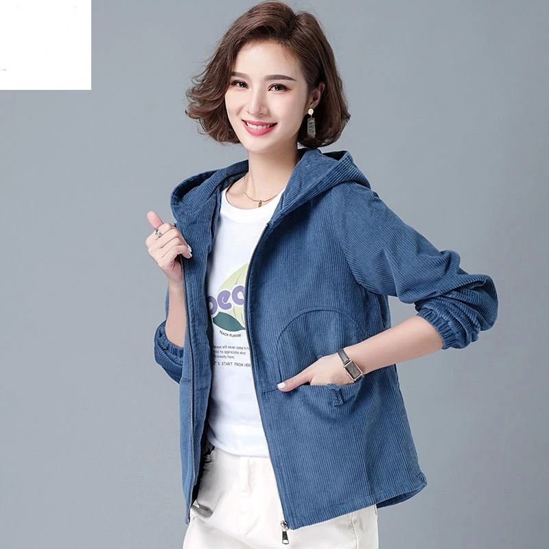 Coats Woman Winter 2022 Jackets Corduroy Tops Outwear Harajuku Retro Hooded Jacket Loose Cheap Wholesale New