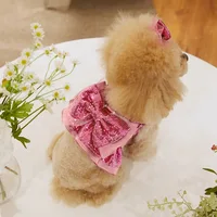 INS Dog Harness Cute Bow Lace Breathable Vest Chest Strap Small Medium Dogs Harness Kitten Puppy Summer Traction Skirt