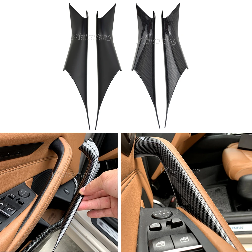 

Для BMW 5 серии G30 G38 2018 2019 2020 автомобильные аксессуары интерьерная текстура из углеродного волокна дверная ручка защитная накладка отделка