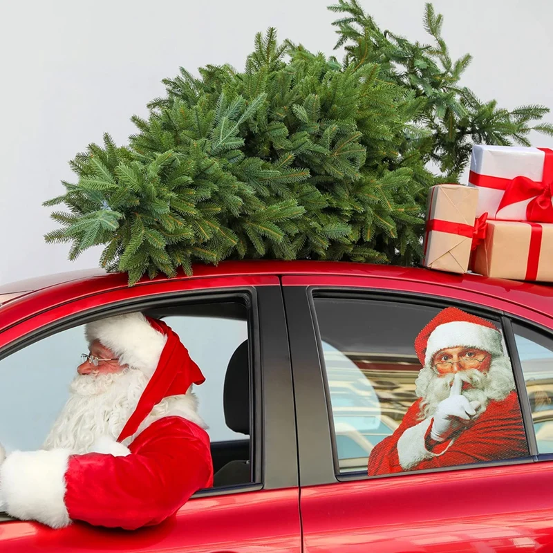 4 шт. 3D наклейки Санта-Клауса на заднее окно автомобиля рождественские украшения